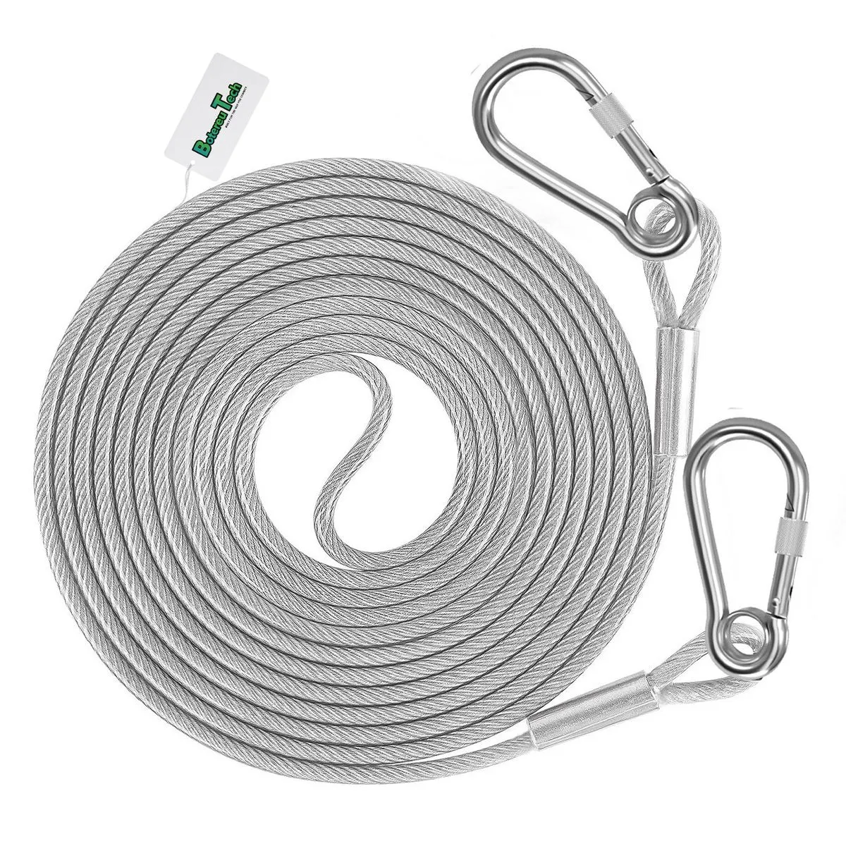 BotereuTech Dog Tie Out Cable PVC Steel 3.0mm 3m Silver