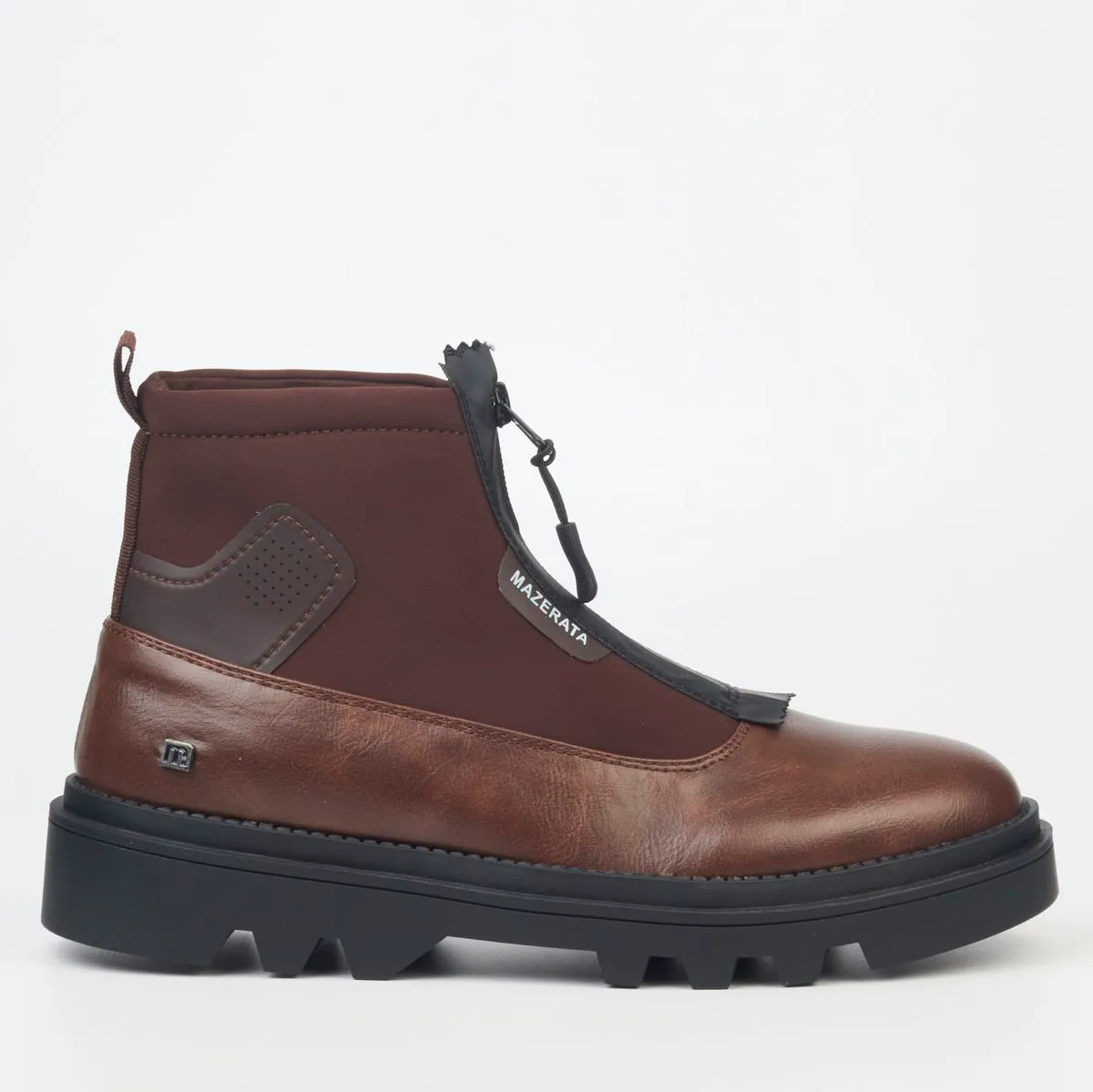 Mazerata Vinchey 9 Chocolate Men Faux Leather / Lycra Ankle Boots