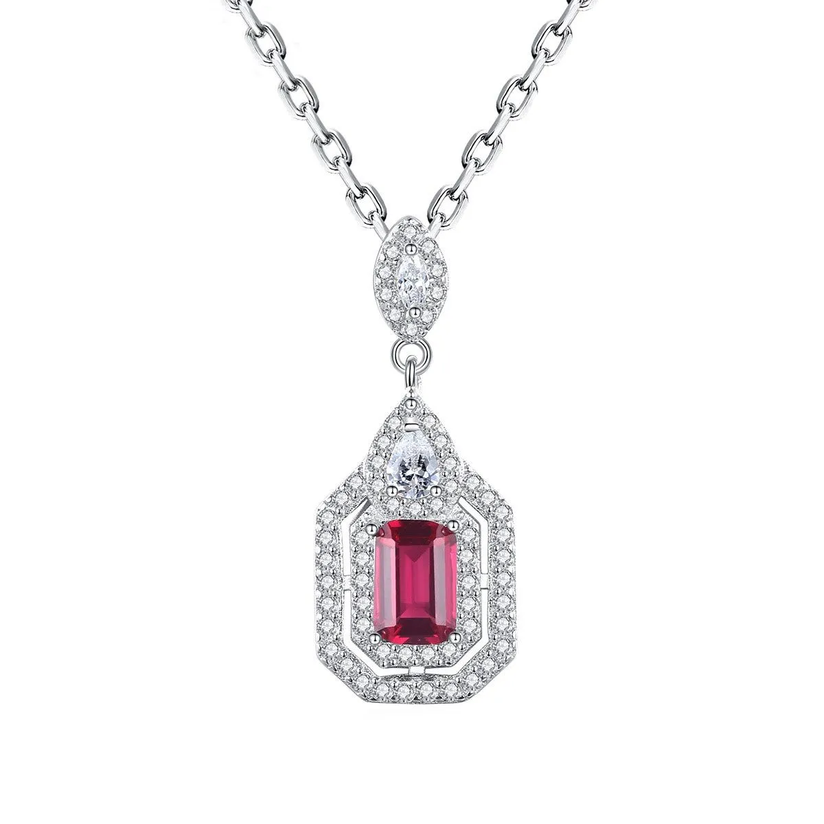 Vintage Pink Gemstone and Swarovski Crystal Pendant Necklace for Women