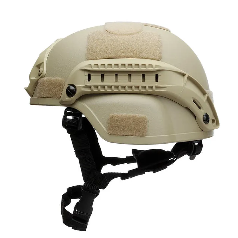 Tactical Helmet with NVG Mount and Side Rails - Brown