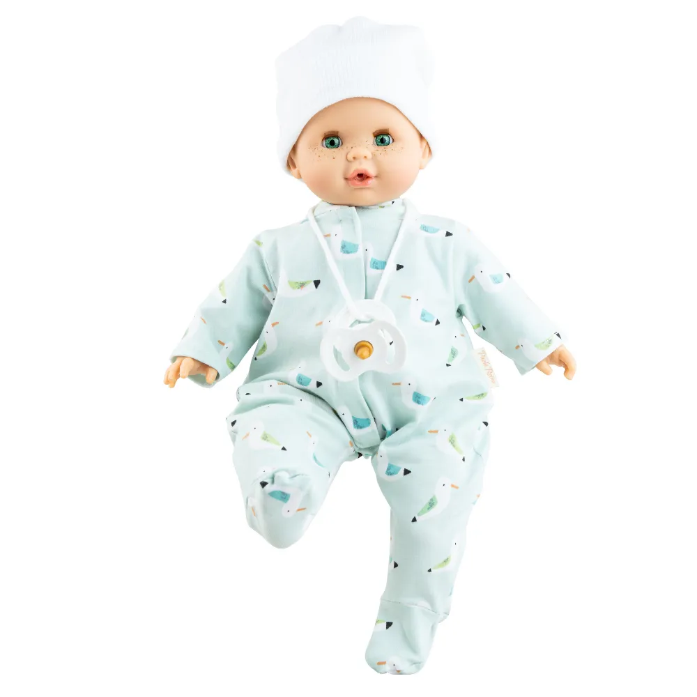 Paola Reina Dolls: Crying Baby Doll with Pyjama's & Pacifier: Alex - 36cm
