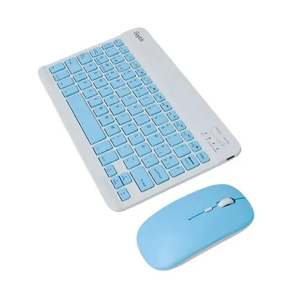 Mini Rechargeable Wireless Keyboard and Mobile Mouse - Blue