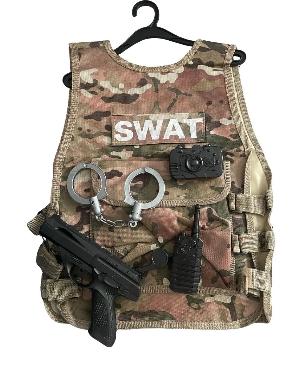 Kids SWAT Pretend Play Police Vest Set with Accessories- Size M