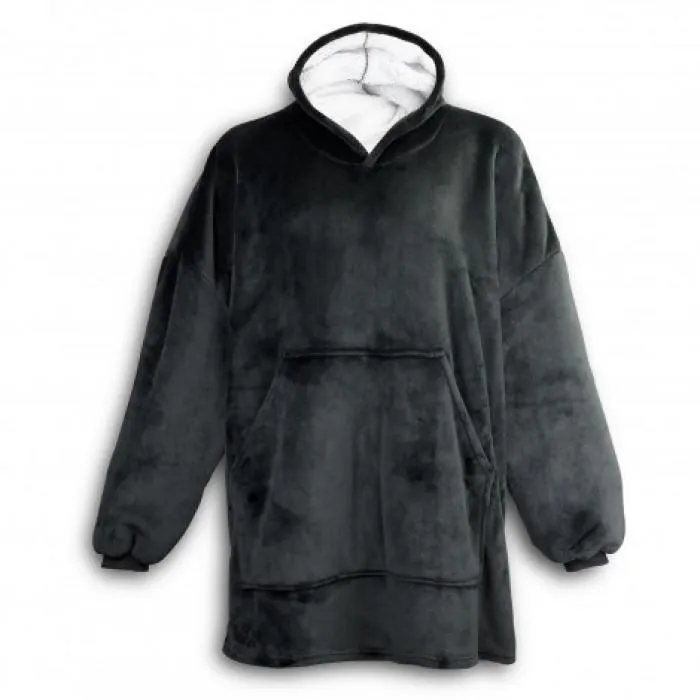Kids Oversized Thick Warm Blanket Hoodie For Winter - Black
