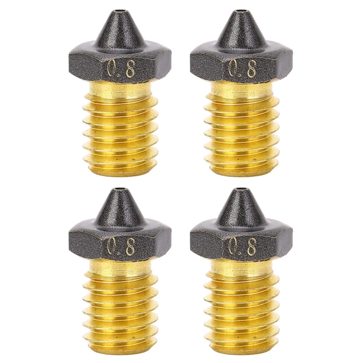 4-Pack Voron MK3S Nozzles - 0.8mm PTFE Coated Brass