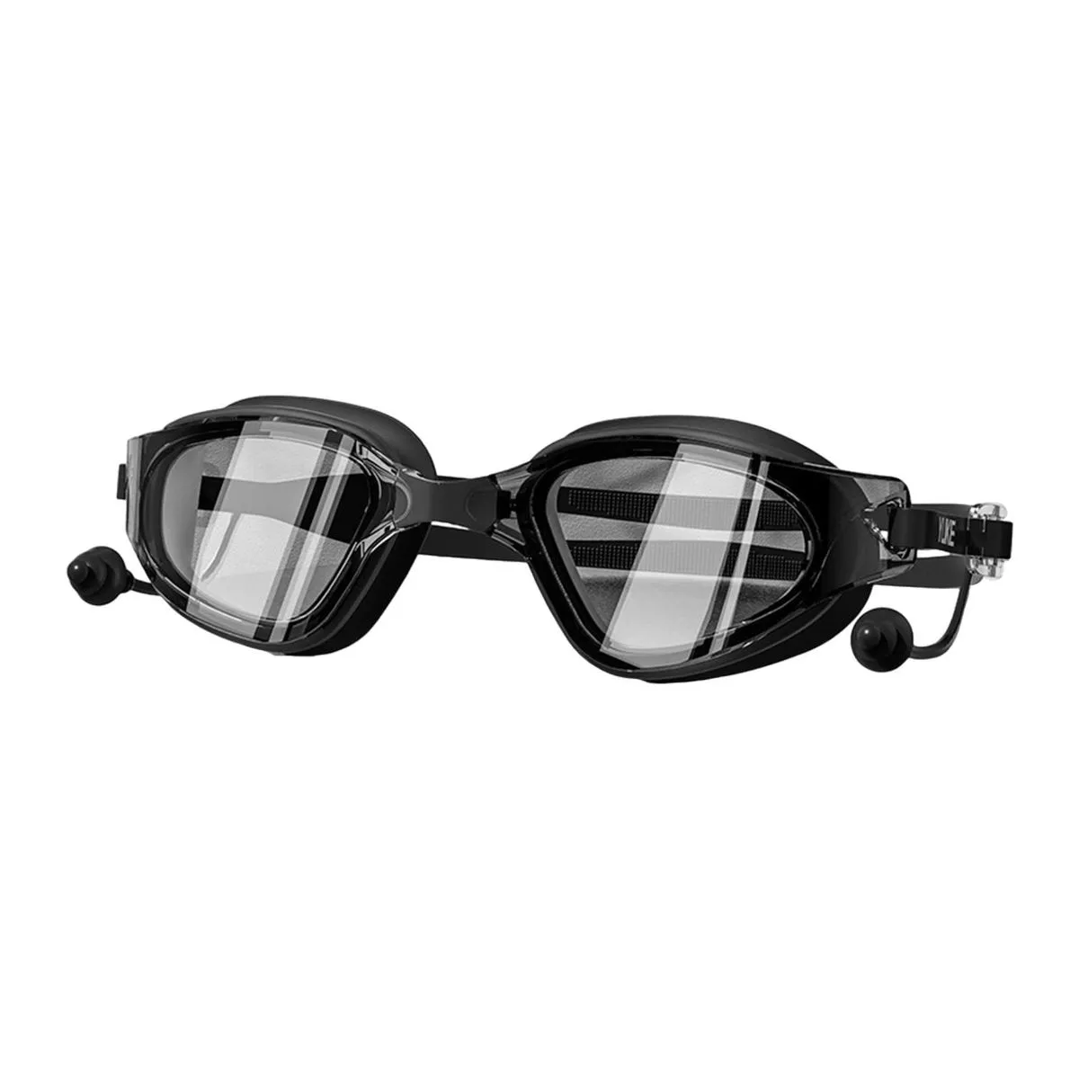 Swimming Goggles with Ear Plugs for Snorkeling & Pool Sports - Black