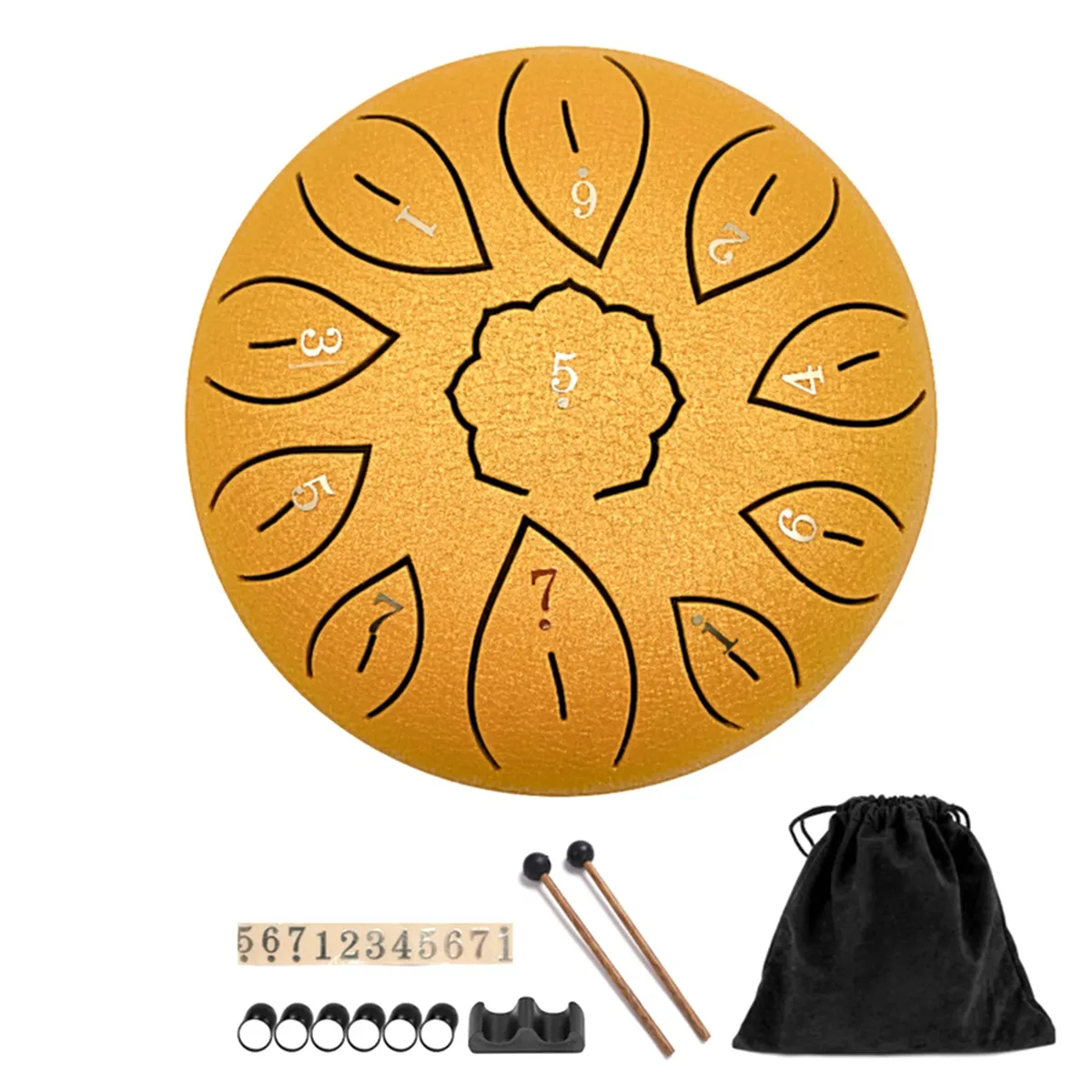 Steel Tongue Drum 11 Notes 6 Inches Chakra Tank Drum Steel Gold