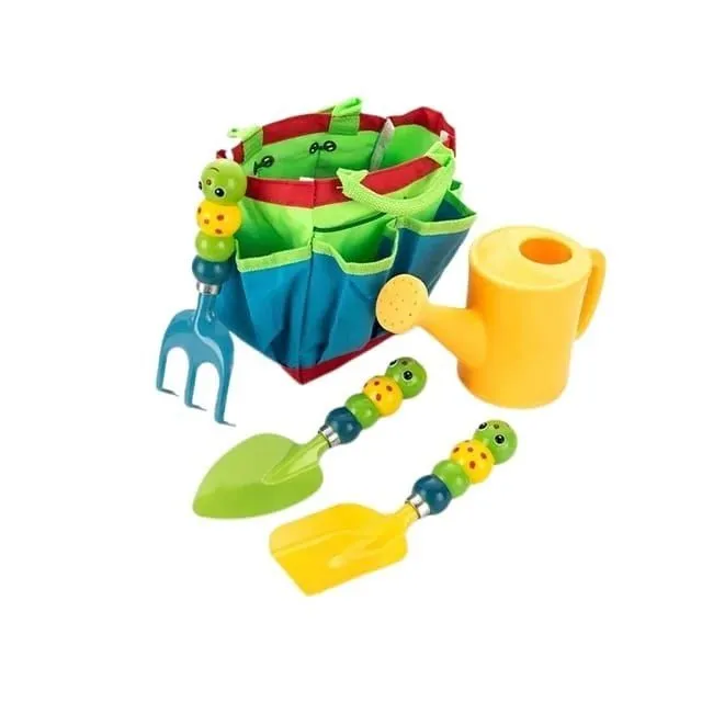 Kids Garden Tools Gift Set with Storage Bag Watering Can Shovels Rake