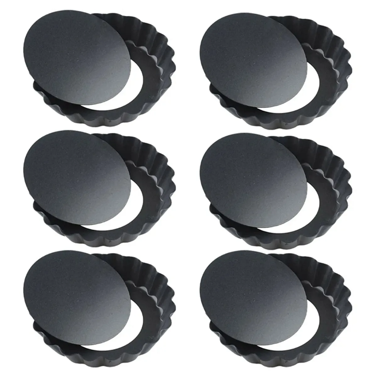 6Pcs 4In/10Cm Mini Pie Muffin Cupcake Pans Tart Quiche Flan Pan Mold