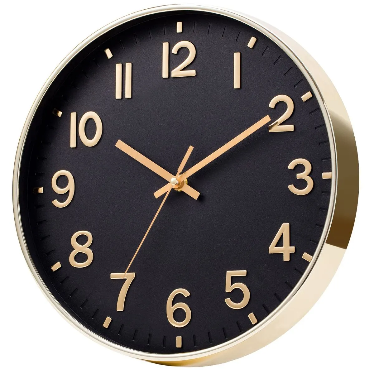 Wall Clock Silent Non-ticking Wall Clocks 30cm Decorative Kitchen Office - Black, Gold