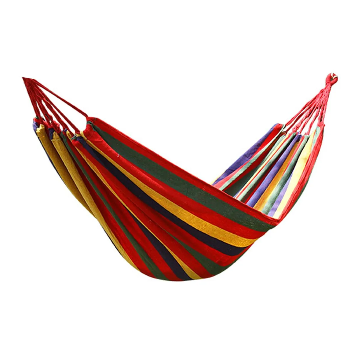 Single Canvas Stripe Hammock for Outdoor Camping Travel Sleeping Swing