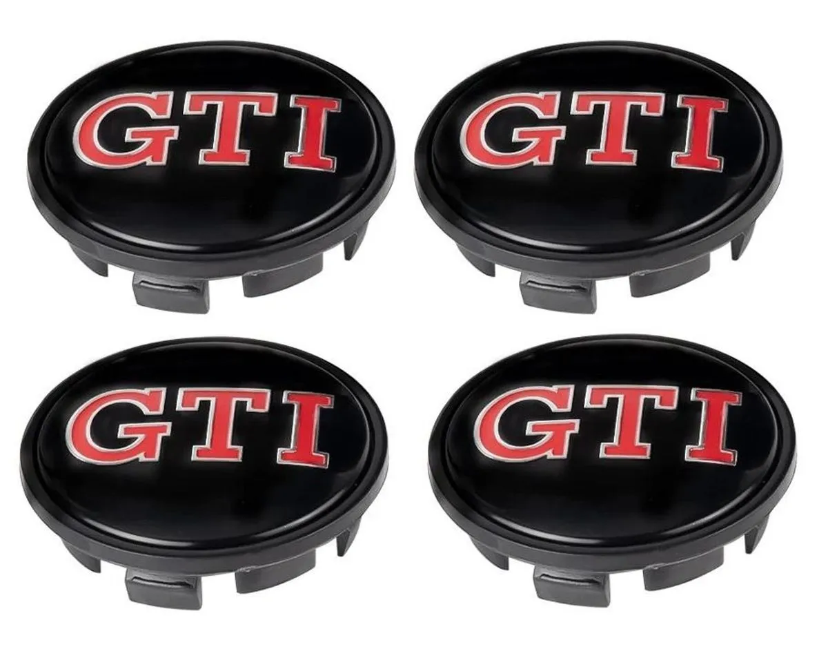 VW Golf GTI Style Wheel Center Caps compatible with VW caps- 65mm 4pk