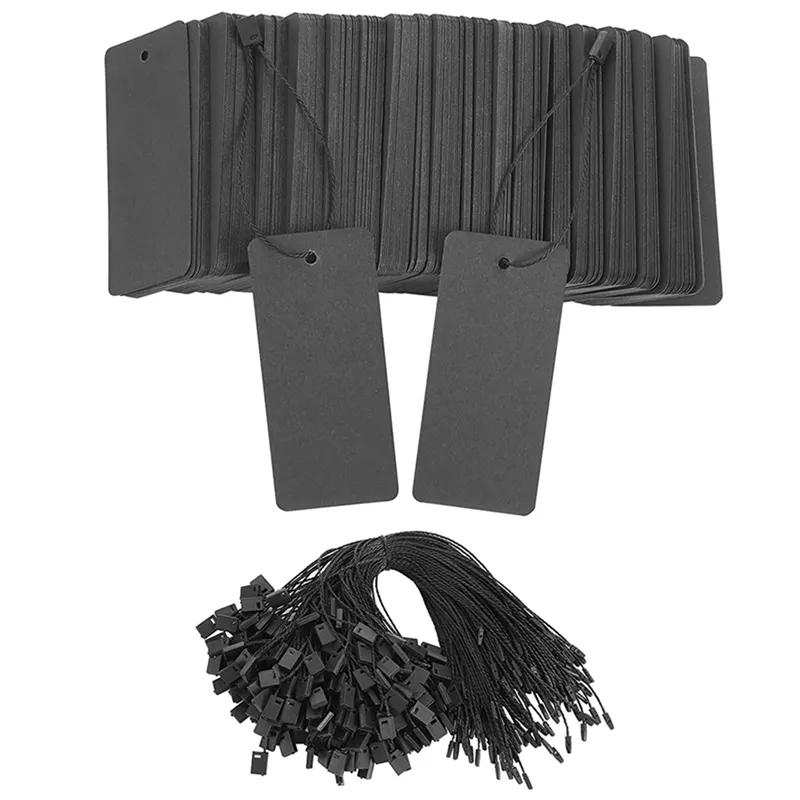 400 Set Black Price Tags with String Tags with Pins Custom Clothing