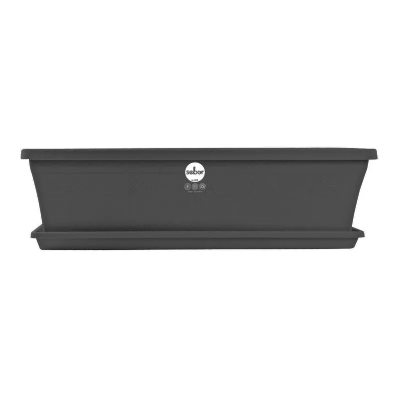 Sebor - Sill Planter and Saucer - Pot Plant - CHARCOAL