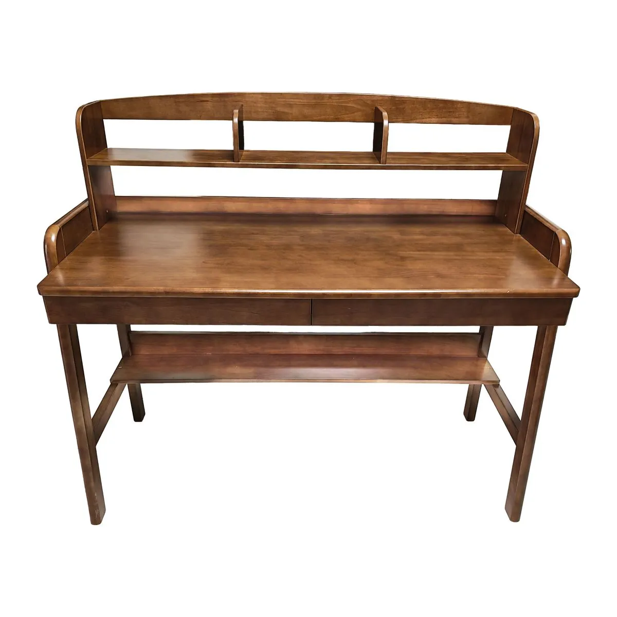 Wooden Office Desk with Shelves and Drawers for Home Study - Walnut Colour