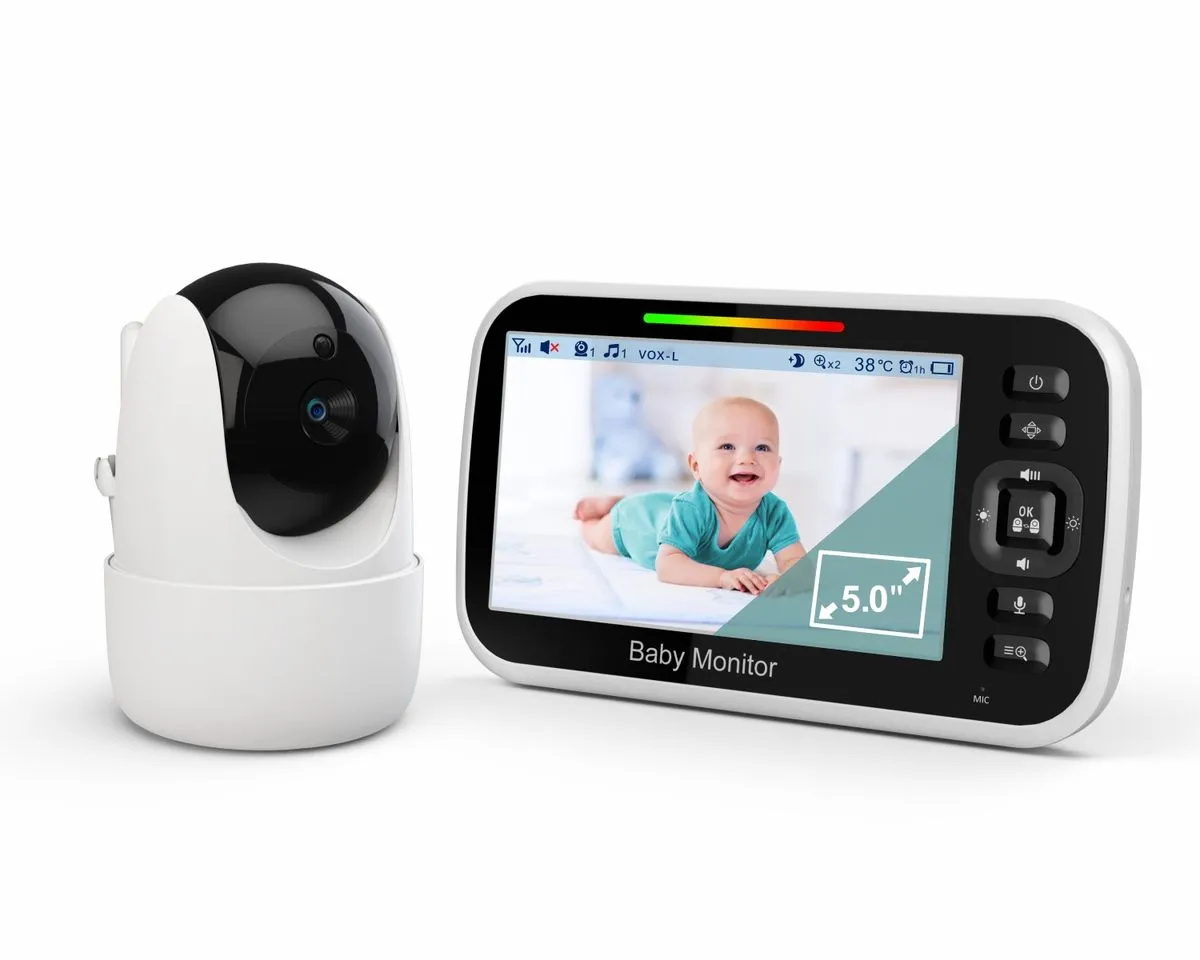 Enhanced 5-Inch Video Baby Monitor with Crystal Clear Audio and Night Vision