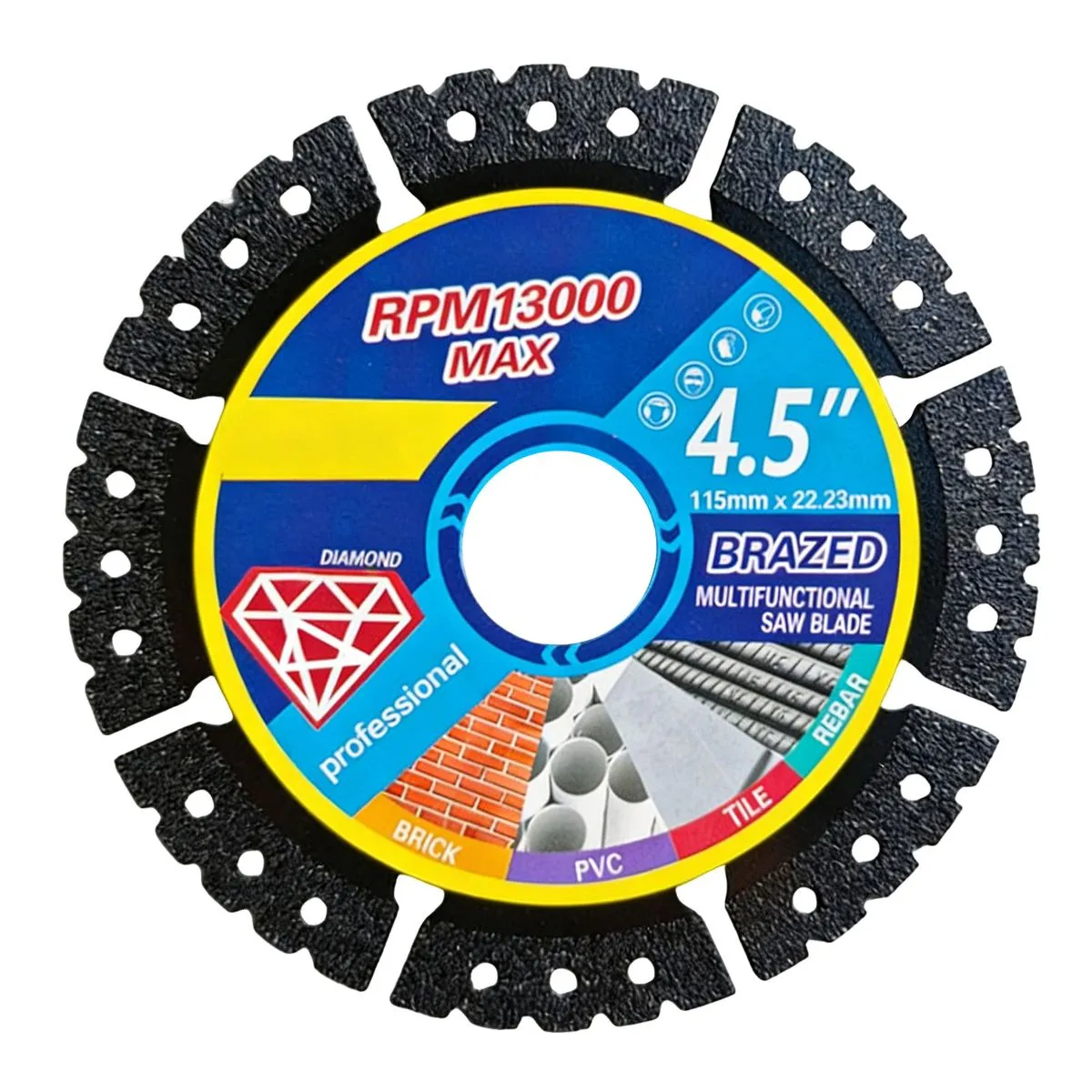 Multi Material Grinder Saw Blades, Cut Metal Tile Stone Marble Plastic - 115mm 1PC