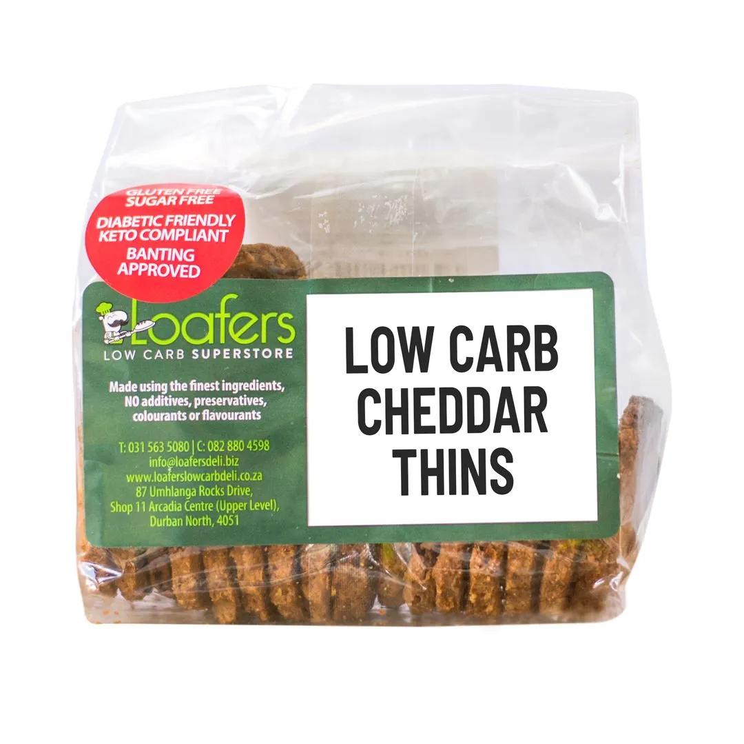 Loafers Low Carb Carb Cheddar Thins - 4 Packs