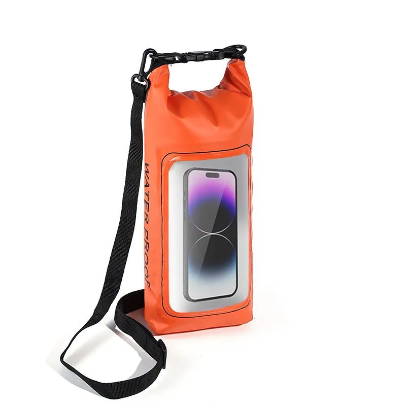2L Waterproof Dry Bag Backpack with Integrated Clear Phone Pouch