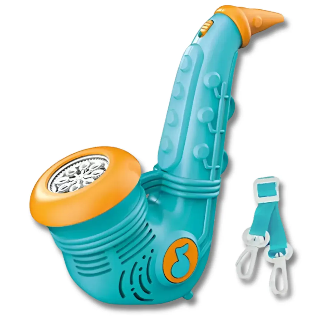 Electric Bubble Saxophone Machine - 360 Anti-Spill Blower Toy for Kids - Bubble Blue