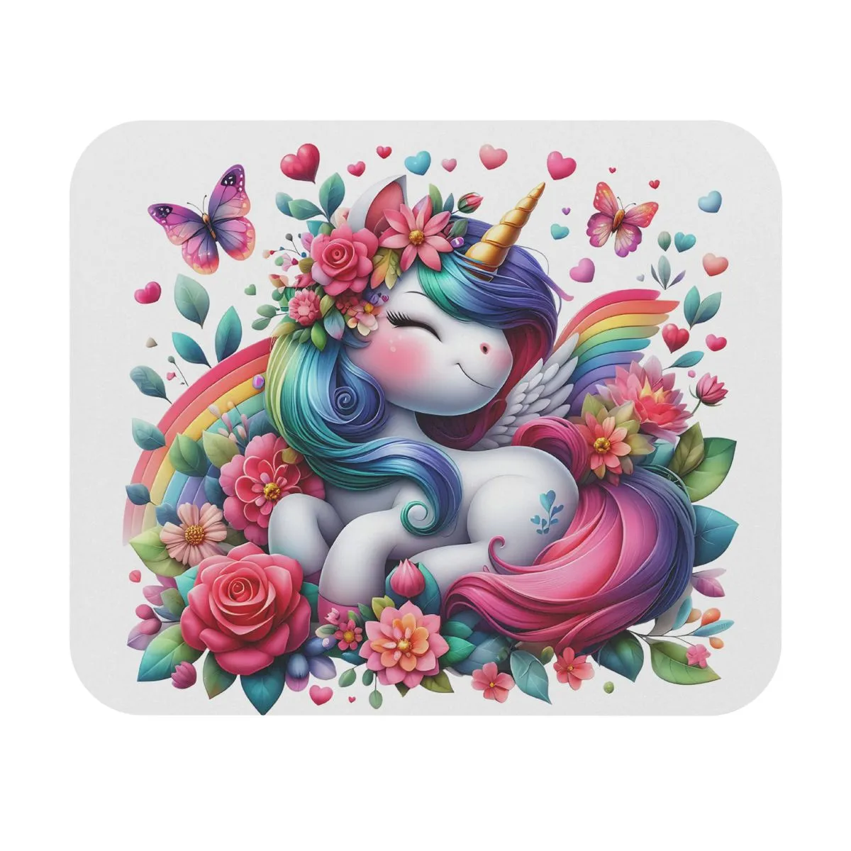 Rainbow & Butterflies Unicorn Mouse Pad