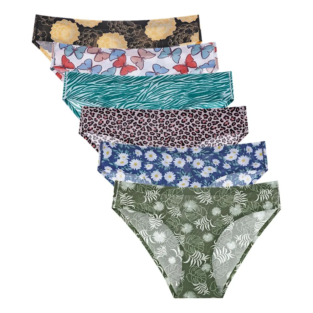 Women's Underwear Cute Bikini Ice Silk Panties - Pack of 6