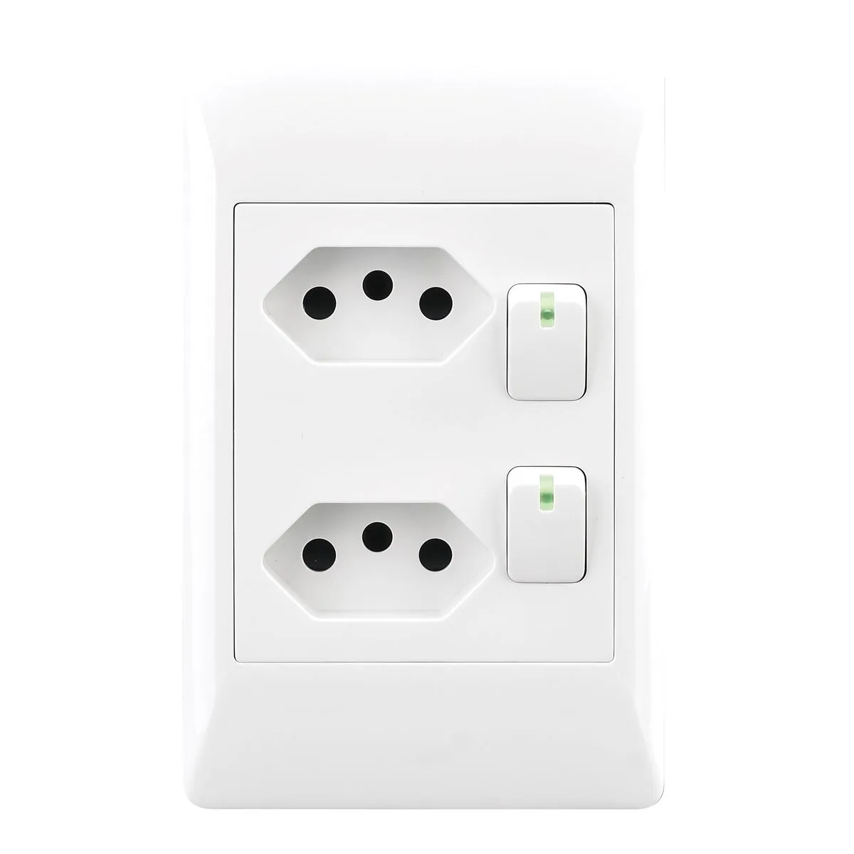 Bright Star Double RSA Socket with 2 Switches - Gloss White or Matt Grey - White