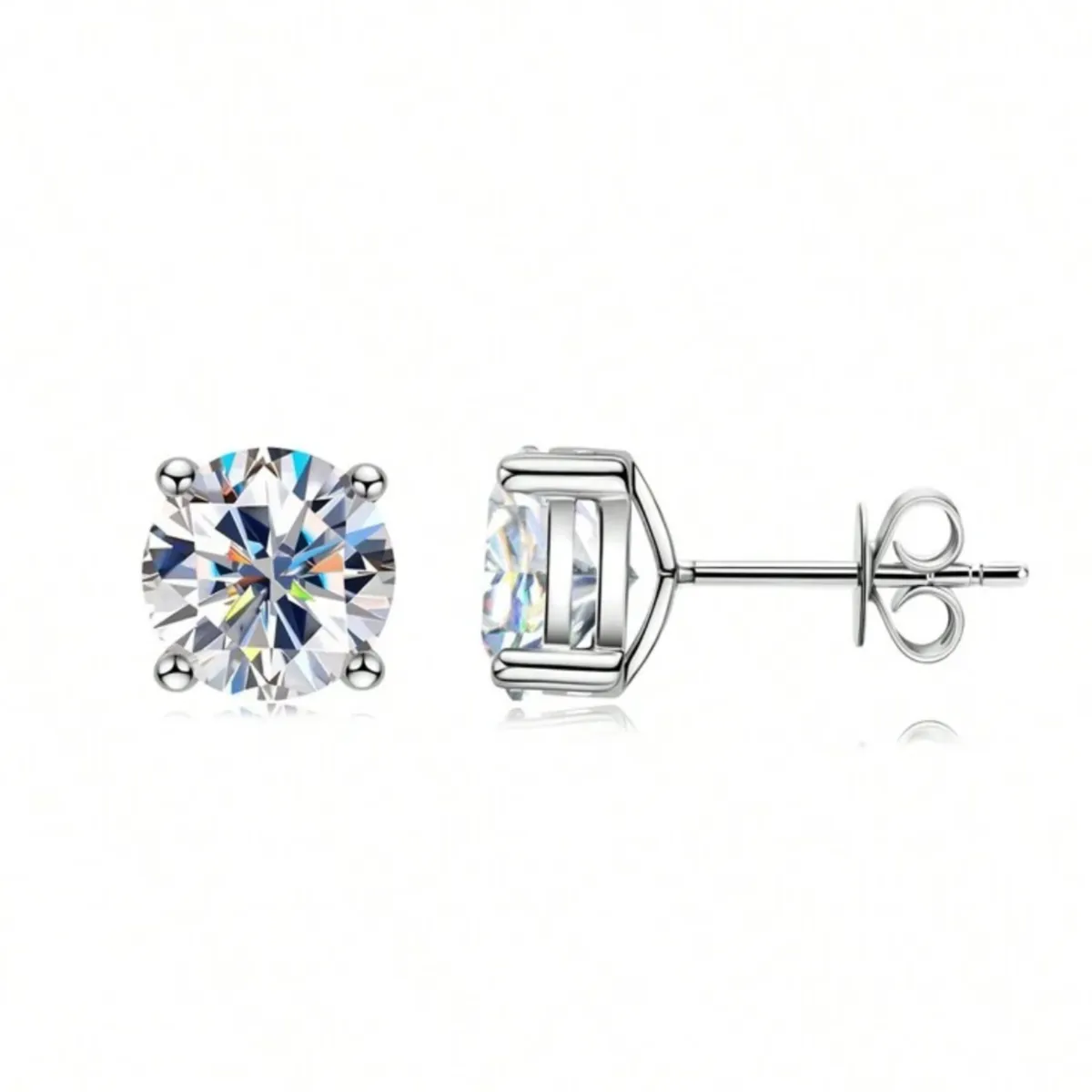 Certified 2.00ct Moissanite Diamond Earrings 925 Sterling Silver