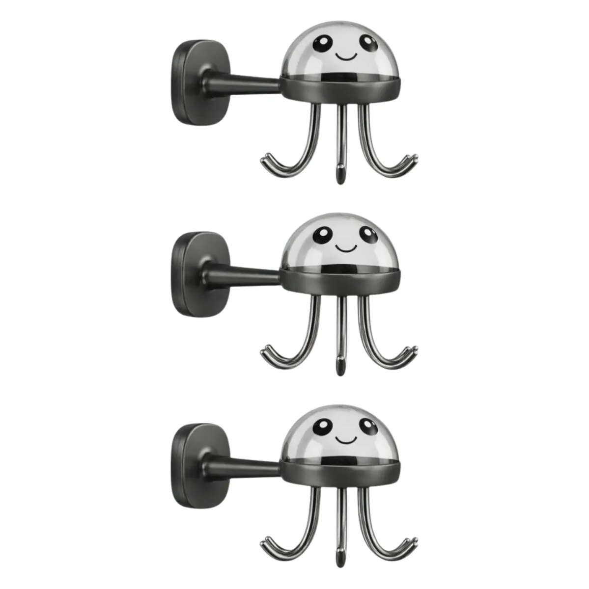 3 Pack - Multipurpose Multi-Hook Hanger For Keys - Grey