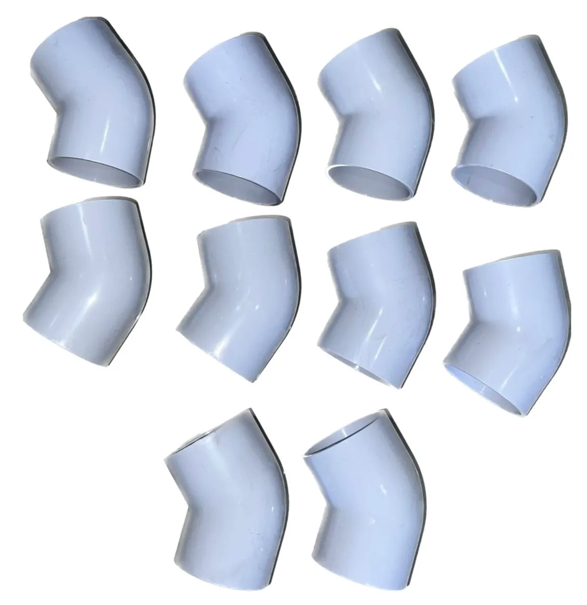 50mm PVC Swimming Pool Fitting 10 Pack - 45Deg Elbow White