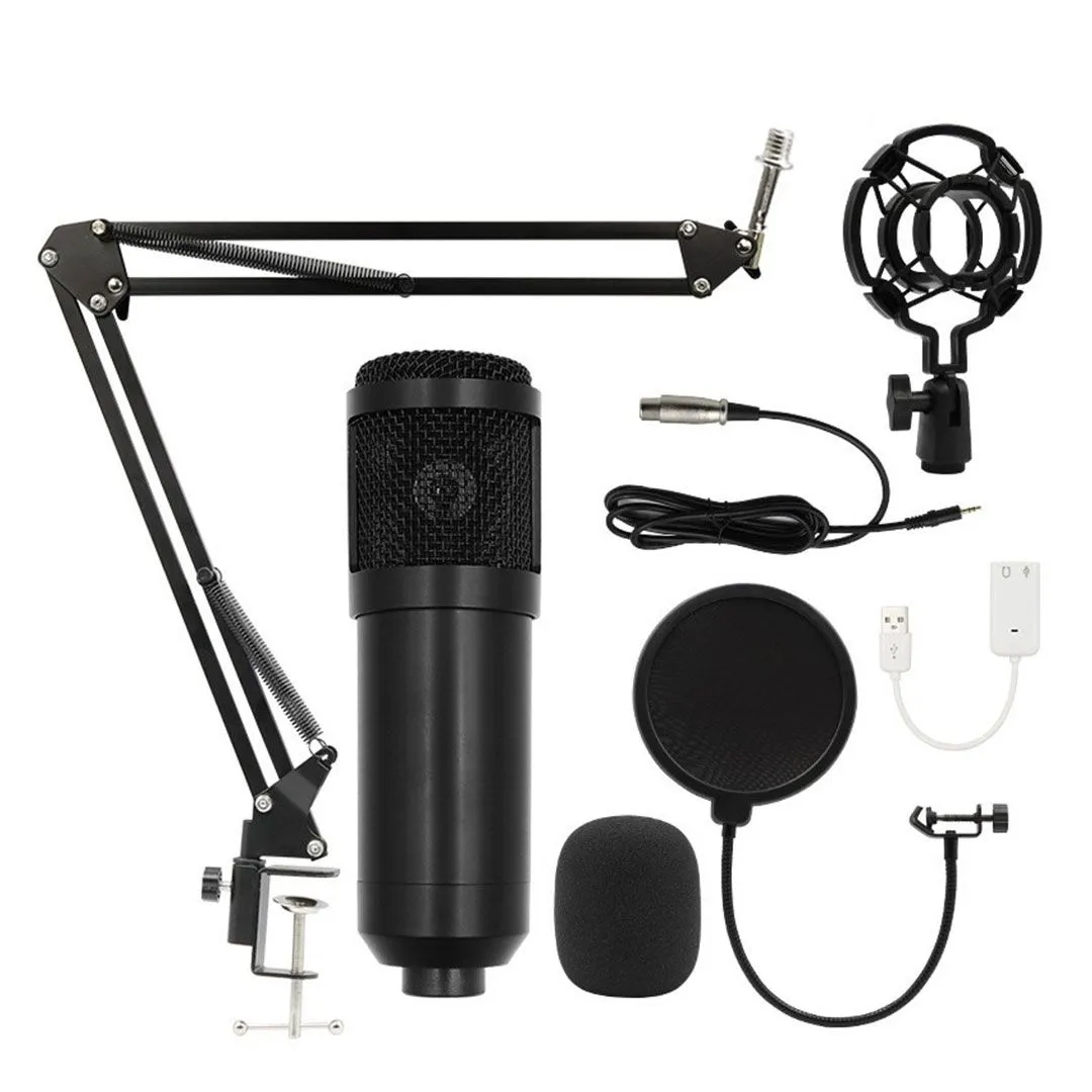 Condenser USB Microphone Kit for Studio Computer Phone with Boom Arm Stand