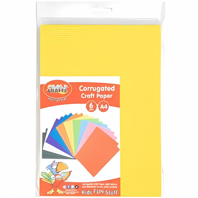 A4 Crazy Crafts Corrugated Craft Paper- 6pcs - Yellow