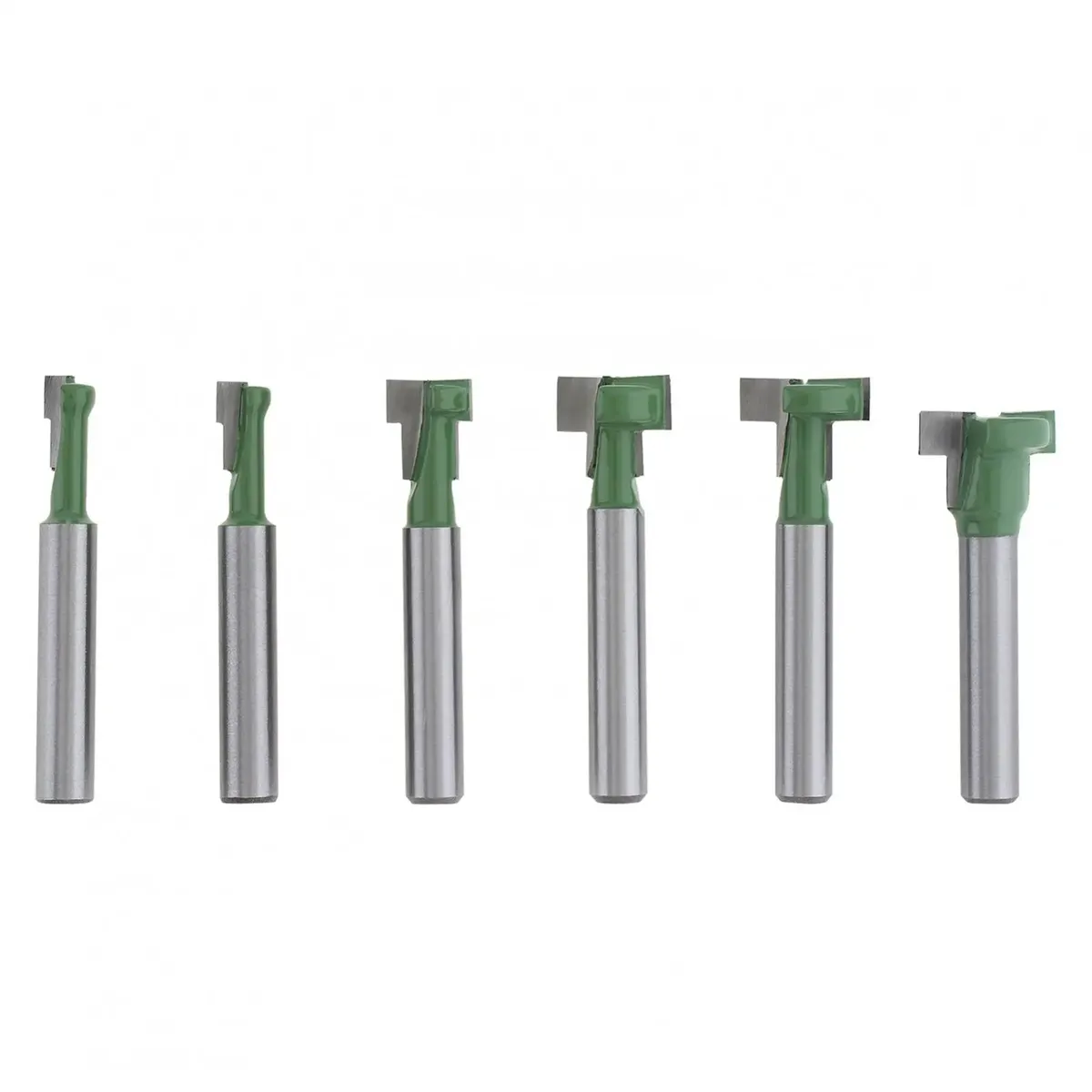 Keyhole Router Bits Set 6pcs Tungsten Steel 1/4 Shank 1/4 to 5/8 Inch