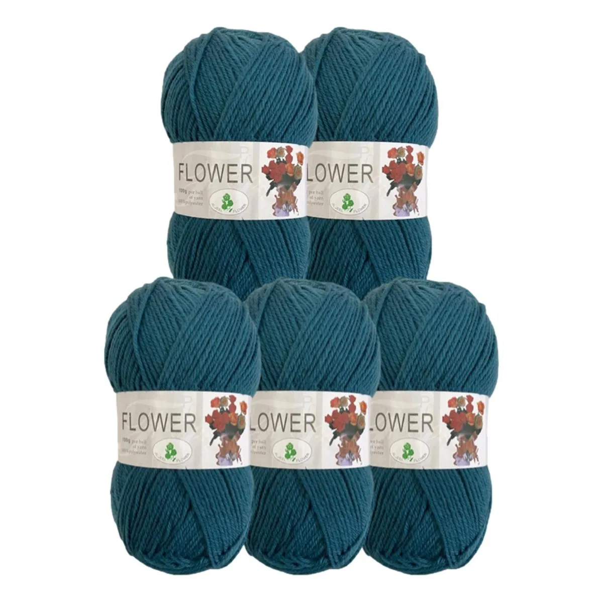 Double Knitting Polyester Yarn 100g (Pack of 5) Teal