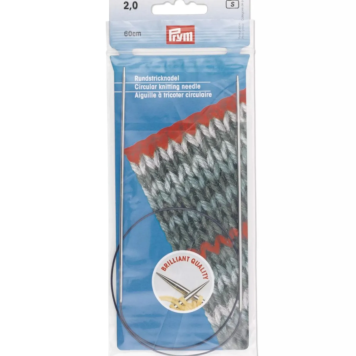 Prym 60cm Circular Knitting Needle, Aluminium,2.0|2.5|2.75|3.25|3.75|7.00mm - Grey 2.00mm