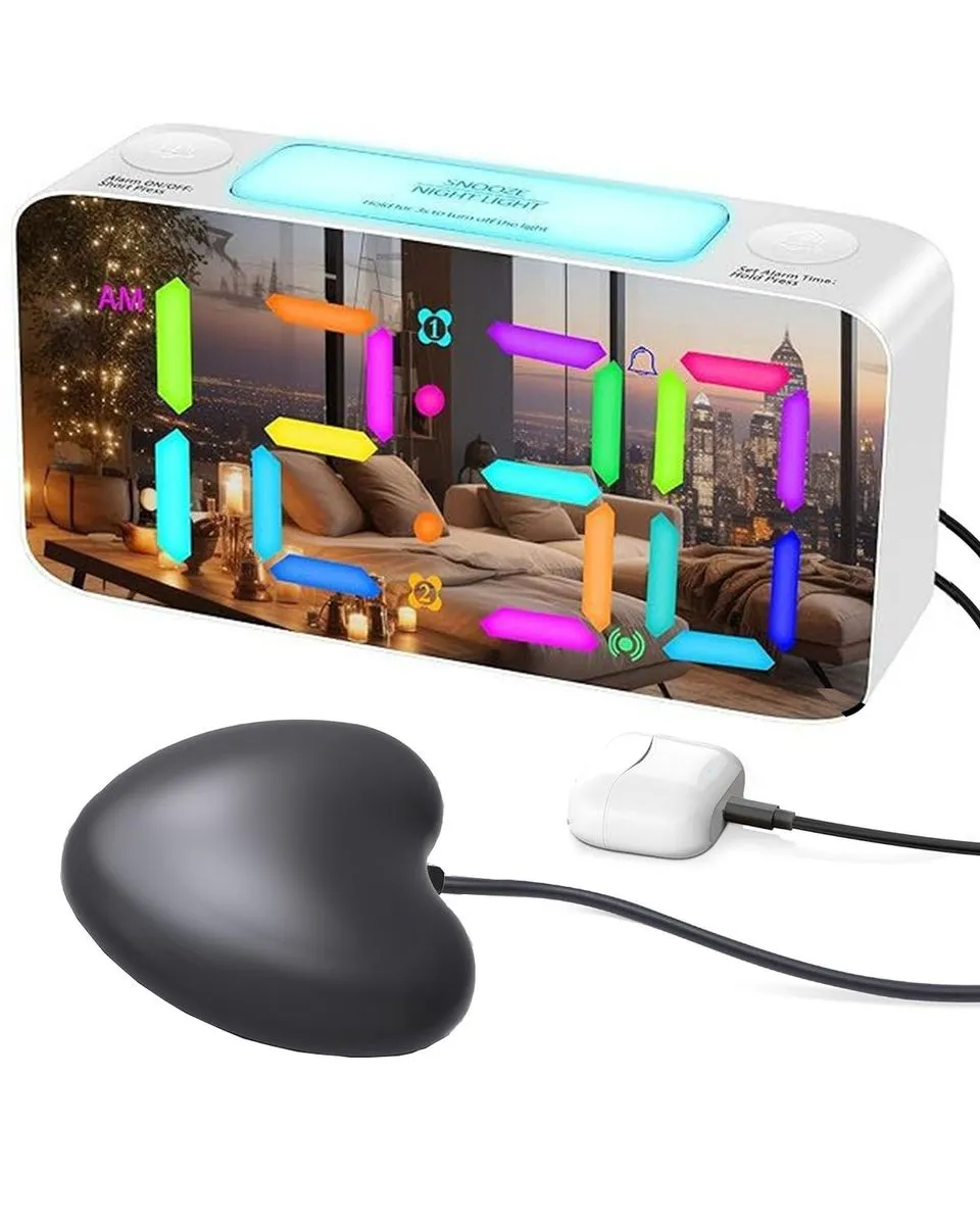 Loud Vibrating Alarm Clock for Heavy Sleeper Hearing Impaired Deaf Kid