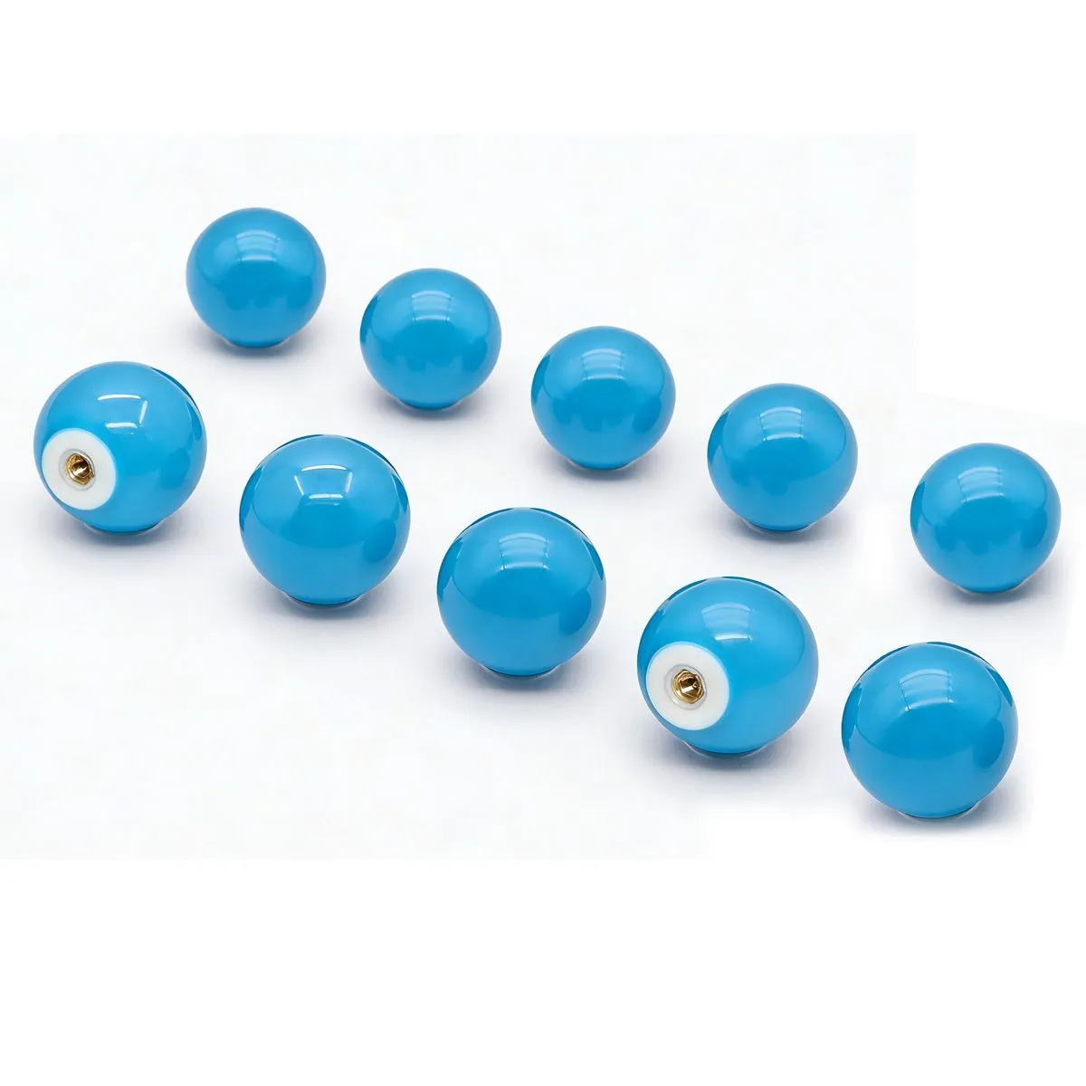 Red & Blue Ceramic Ball Cabinet Knobs, 10 Pack Decorative Furniture Handles - Blue