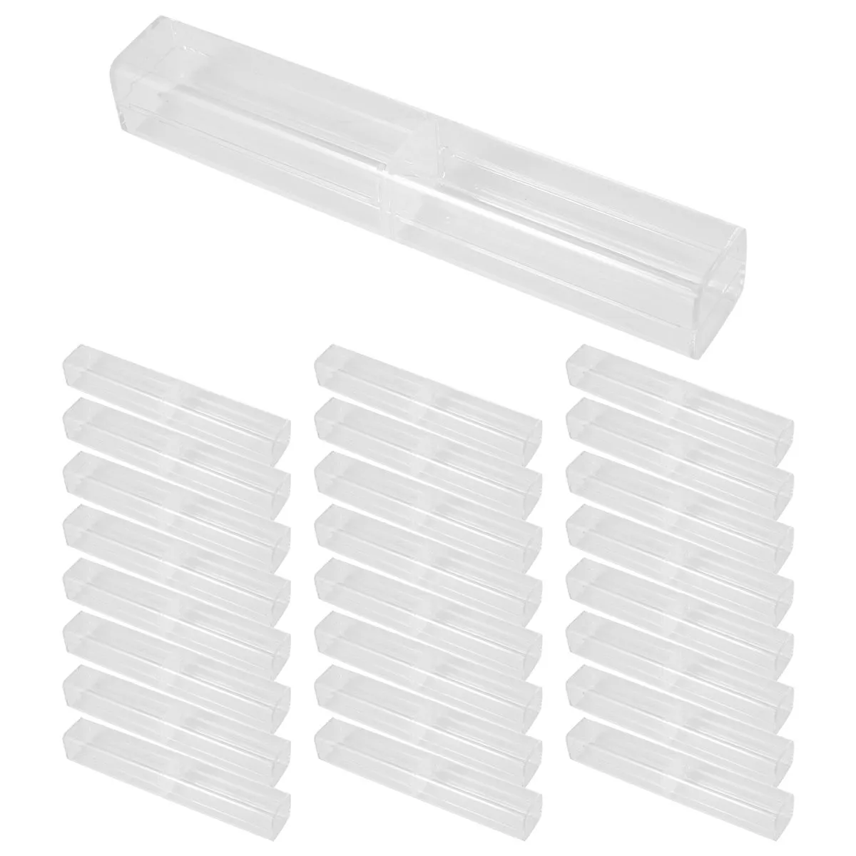 25Pcs Plastic Clear Pen Case Gift Empty School Office Collection Set
