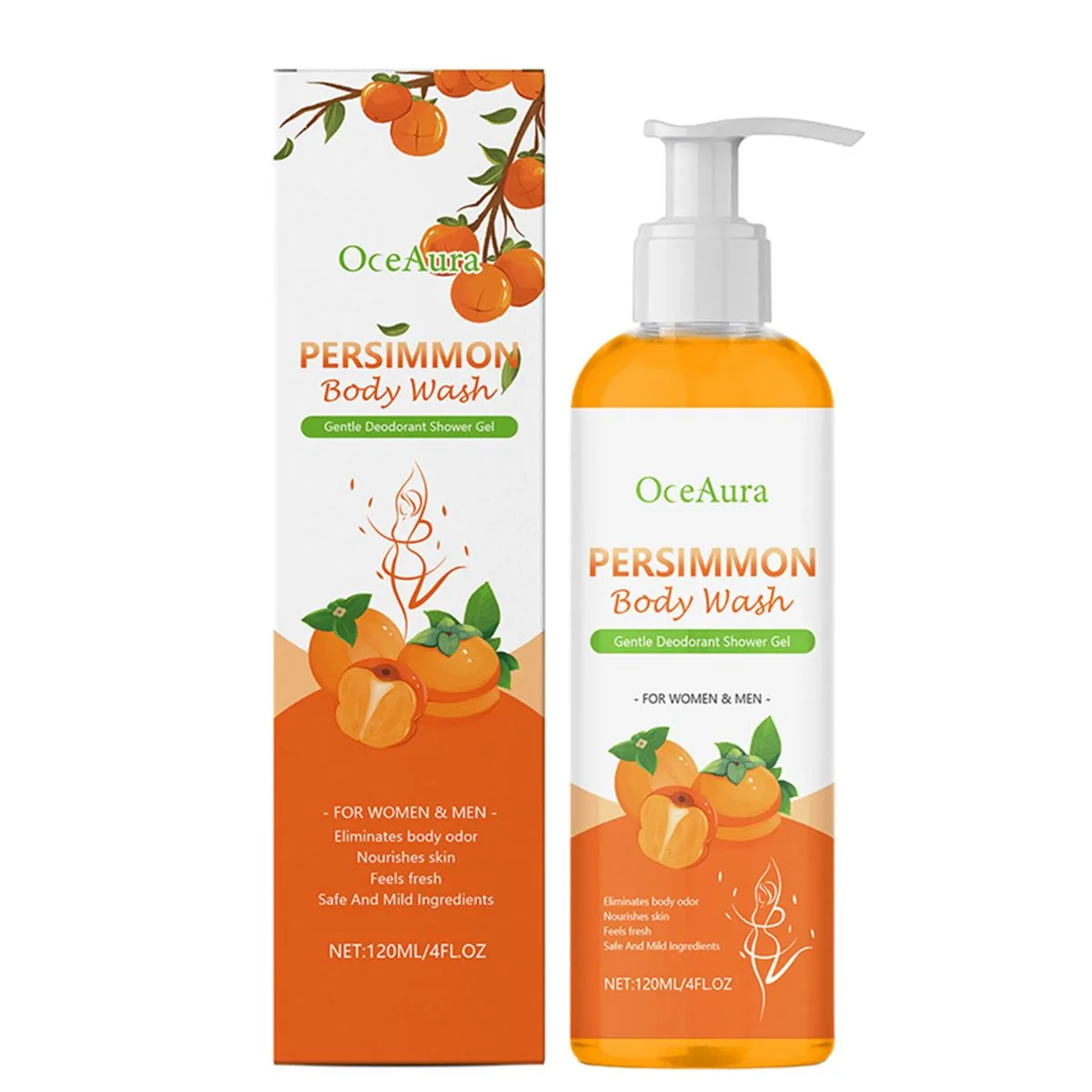 120ml Persimmon Body Wash Soap For Seniors, All Skin Types