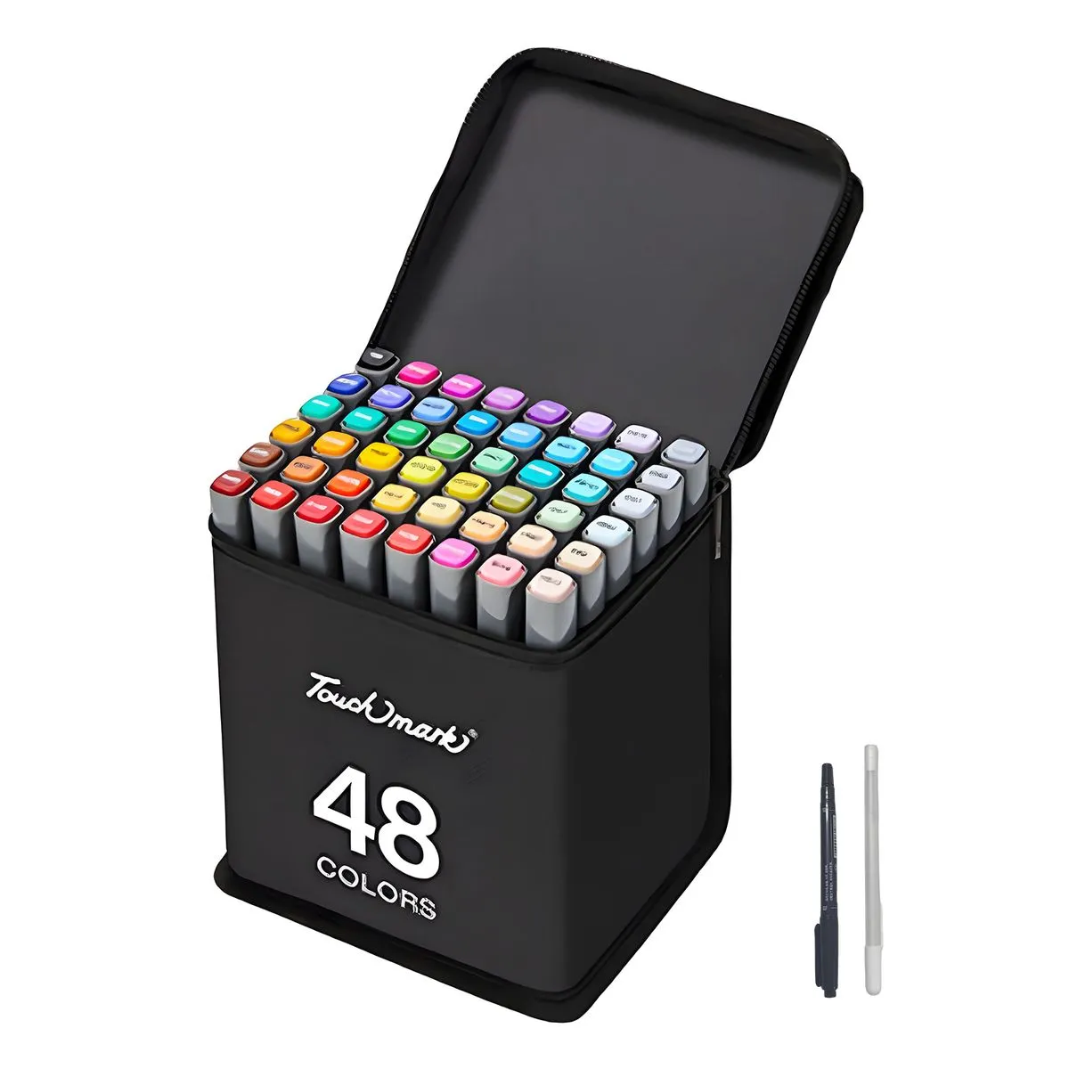48 Colors Marker Pen Set Double Head Soft Tips Artist with 2 Outliner Pens