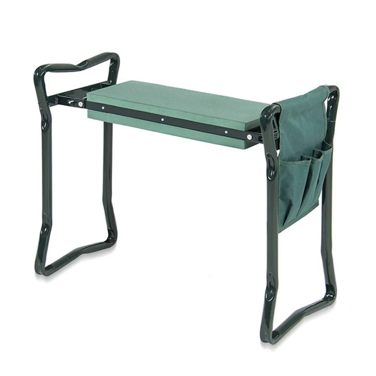 Garden Kneeler Seat with Tool Pouch Foldable Garden Stool - Green