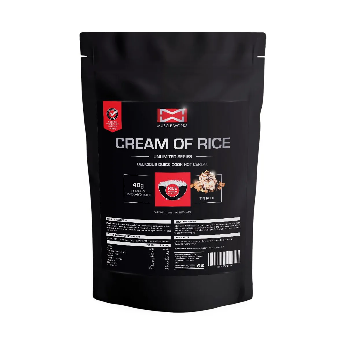 Muscle Works Cream of Rice 1.5kgs Tin Roof