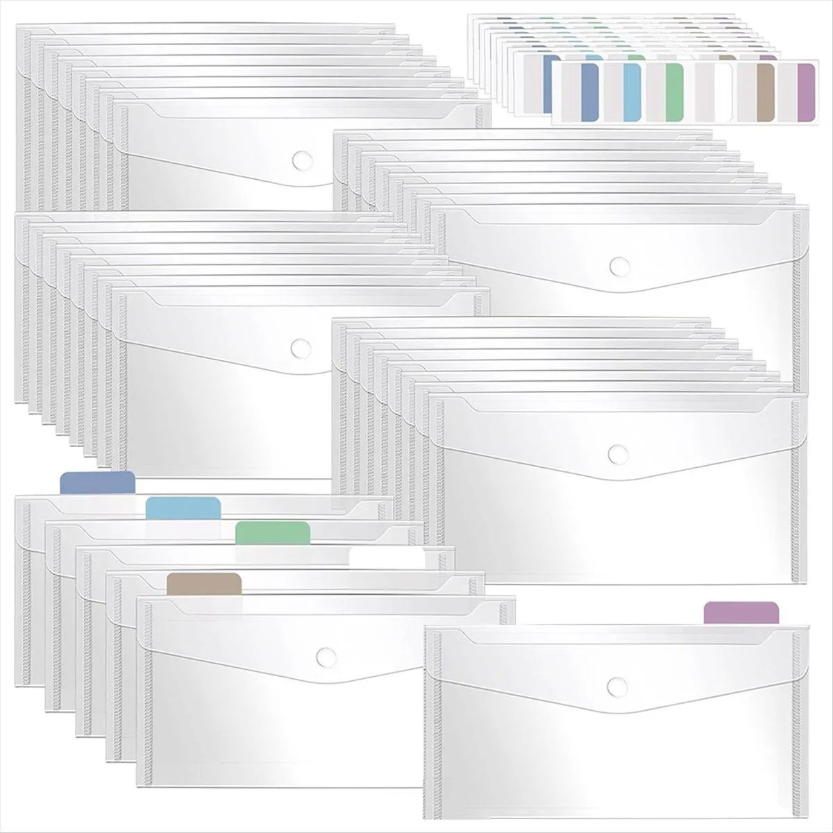 40 Pack 5 X 10 Inch Clear Plastic Envelopes With Snap Closure