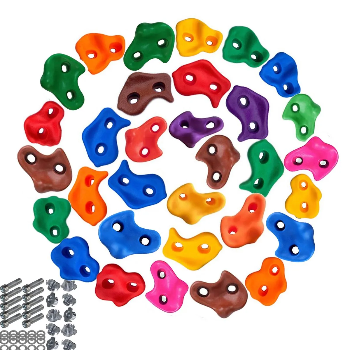 Mix DIY Kids Rock Climbing Wall Holds Grips 32 Pieces With Wood Screws