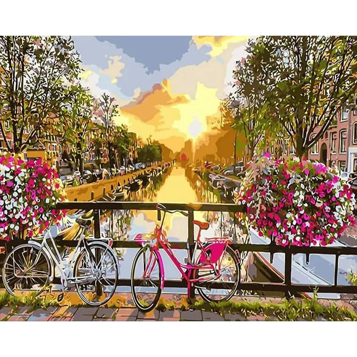 Paint By Numbers - 40cmx50cm with Wooden Framed Canvas - Bicycle Over River