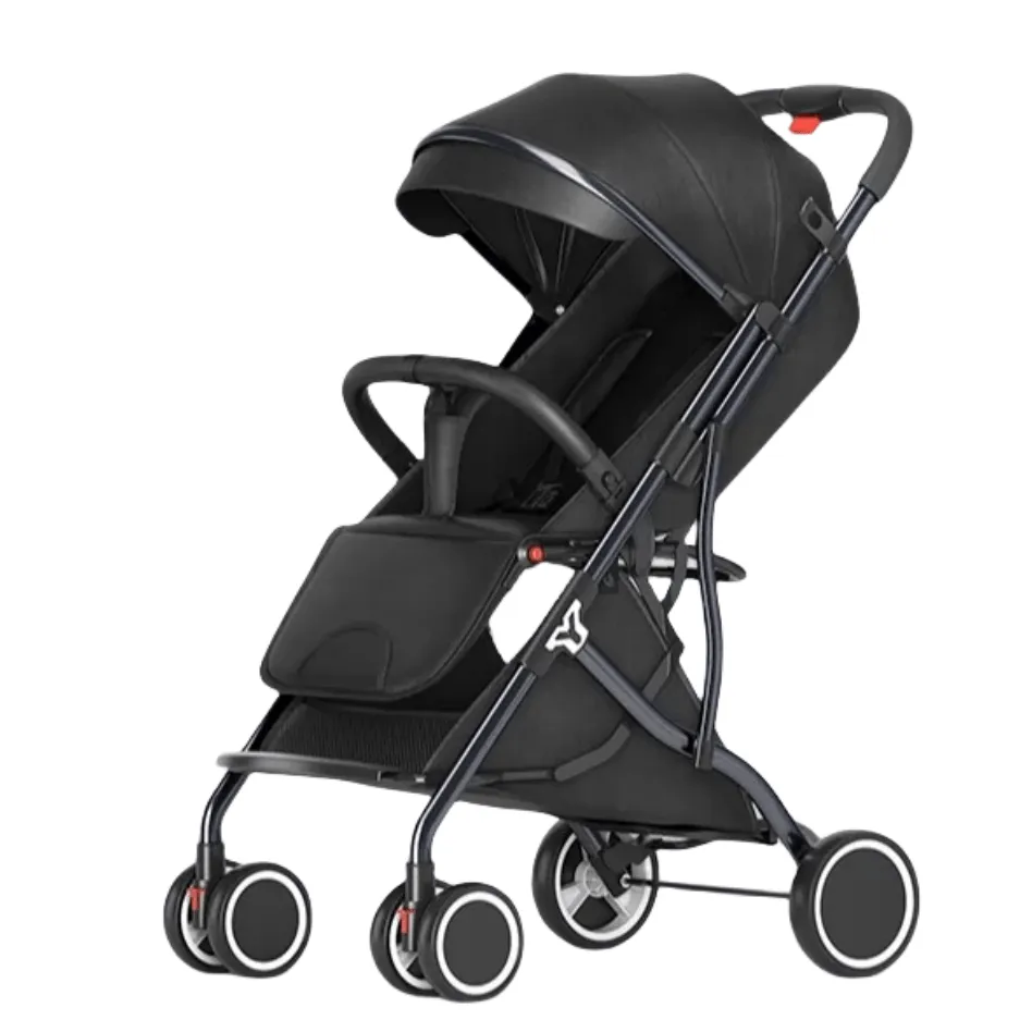 Portable Baby Stroller One-Hand Fold Pushchair W/ Aluminum Frame - Black
