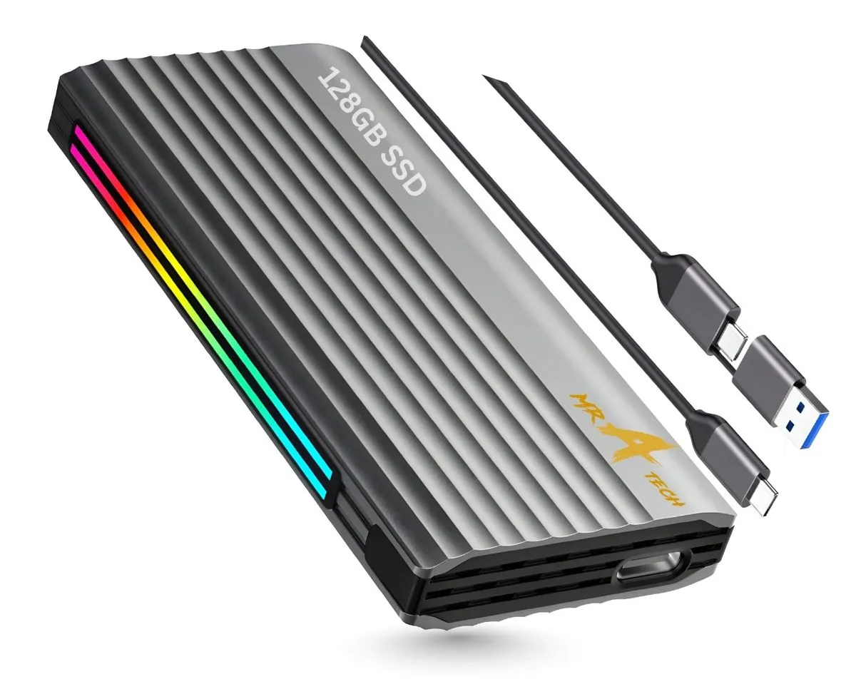 RGB 128GB Portable SSD External Solid State Drive (SSD Hard Drive)