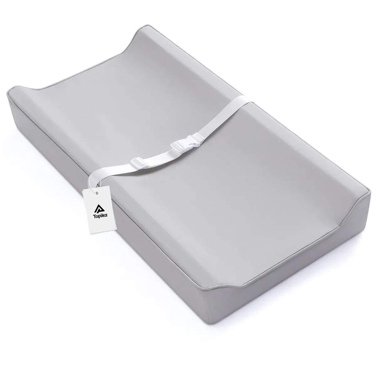 Topika Waterproof Baby Changing Pad with Soft PU Faux Leather, Diaper Mat - Grey