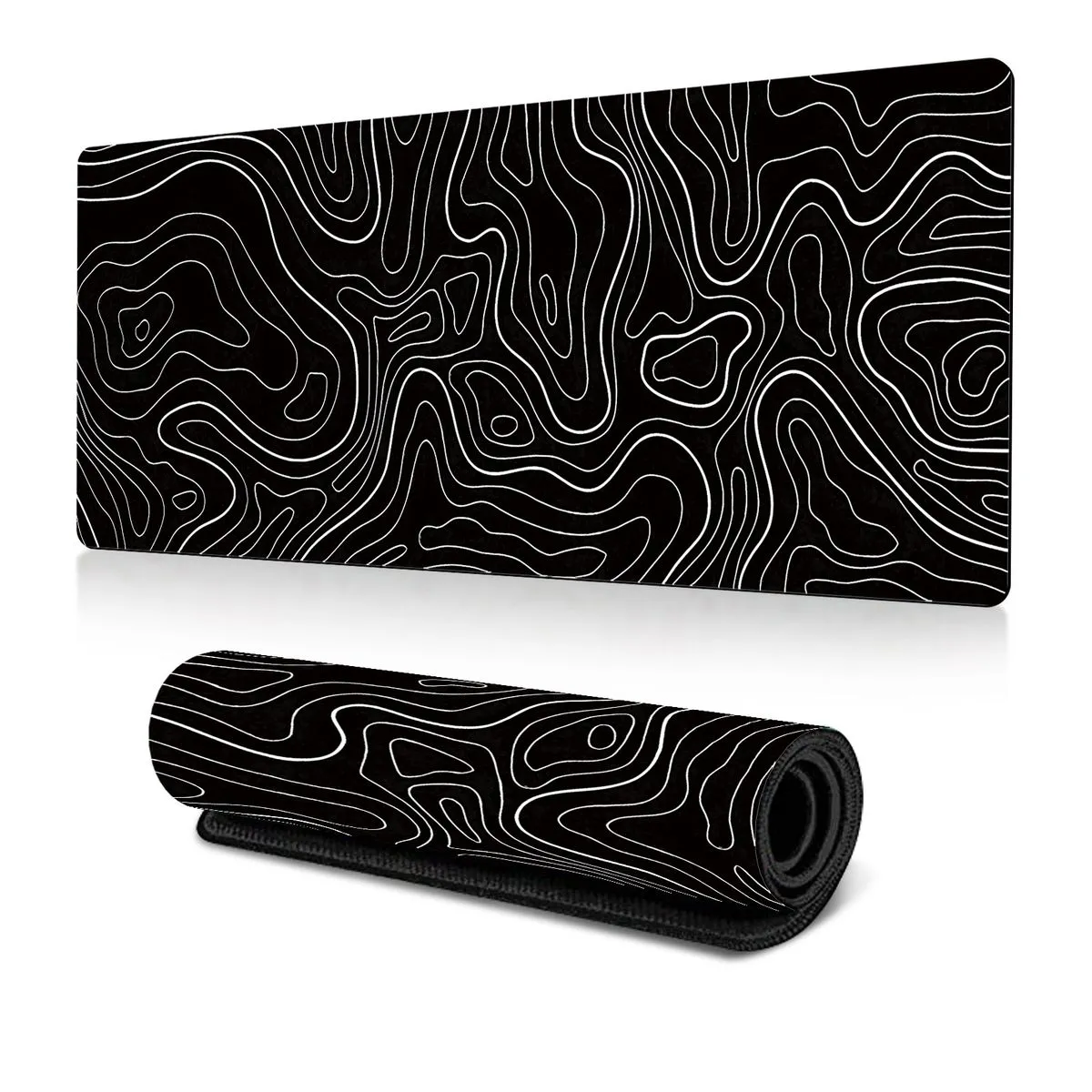 Upgraded Large Size Anti-Slip Black&White Art Gaming Mouse Pad Desk Mat - Black