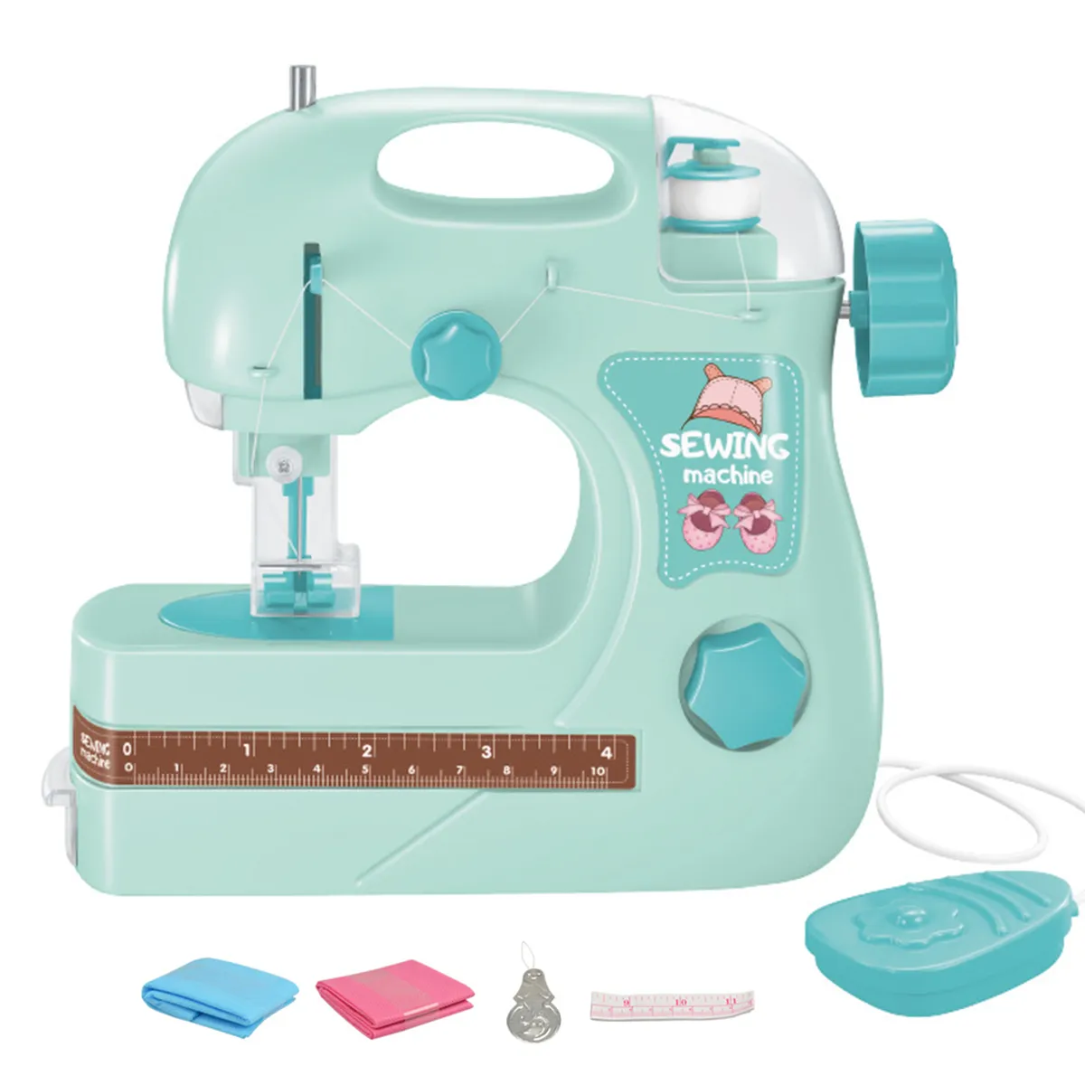 Sewing Machine Toy Mini Electric Sewing Machine Pretend Play Toy for Kids - Green